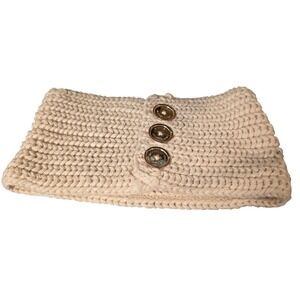 Michael Kors Cream Knit Button Neck‎ Warmer Scarf Cowl Women One Size
